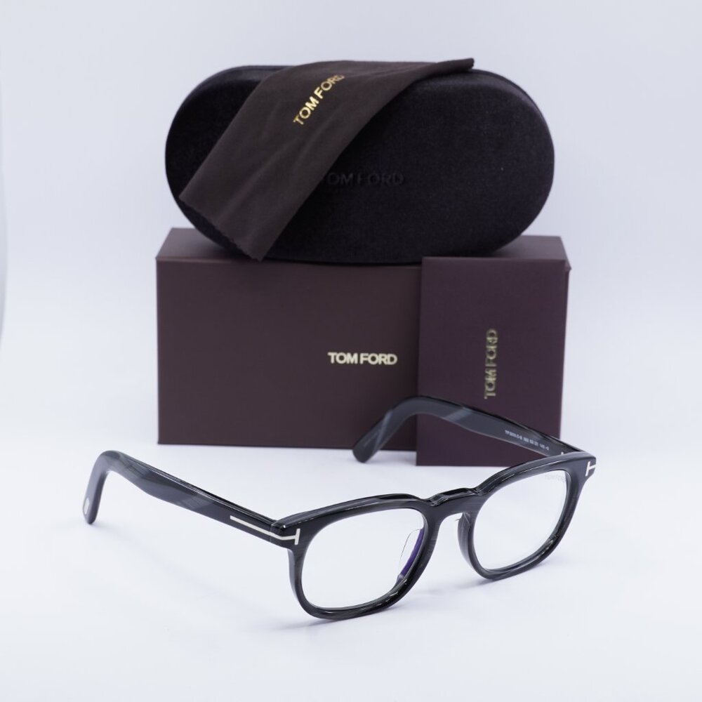 Tom Ford FT5930-D-B 063 Rectangle Eyeglasses 52mm - Black Horn /Blue Light Block - Picture 8 of 9